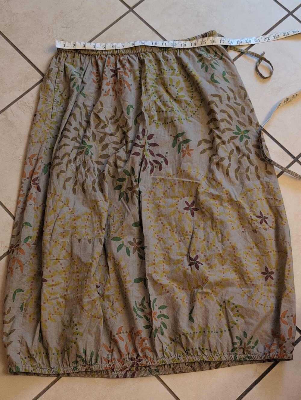 Gudrun Sjoden Skirt Set Two Piece Tunic Tan Floral Patchwork Lagenlook Cotton L - Picture 10 of 11
